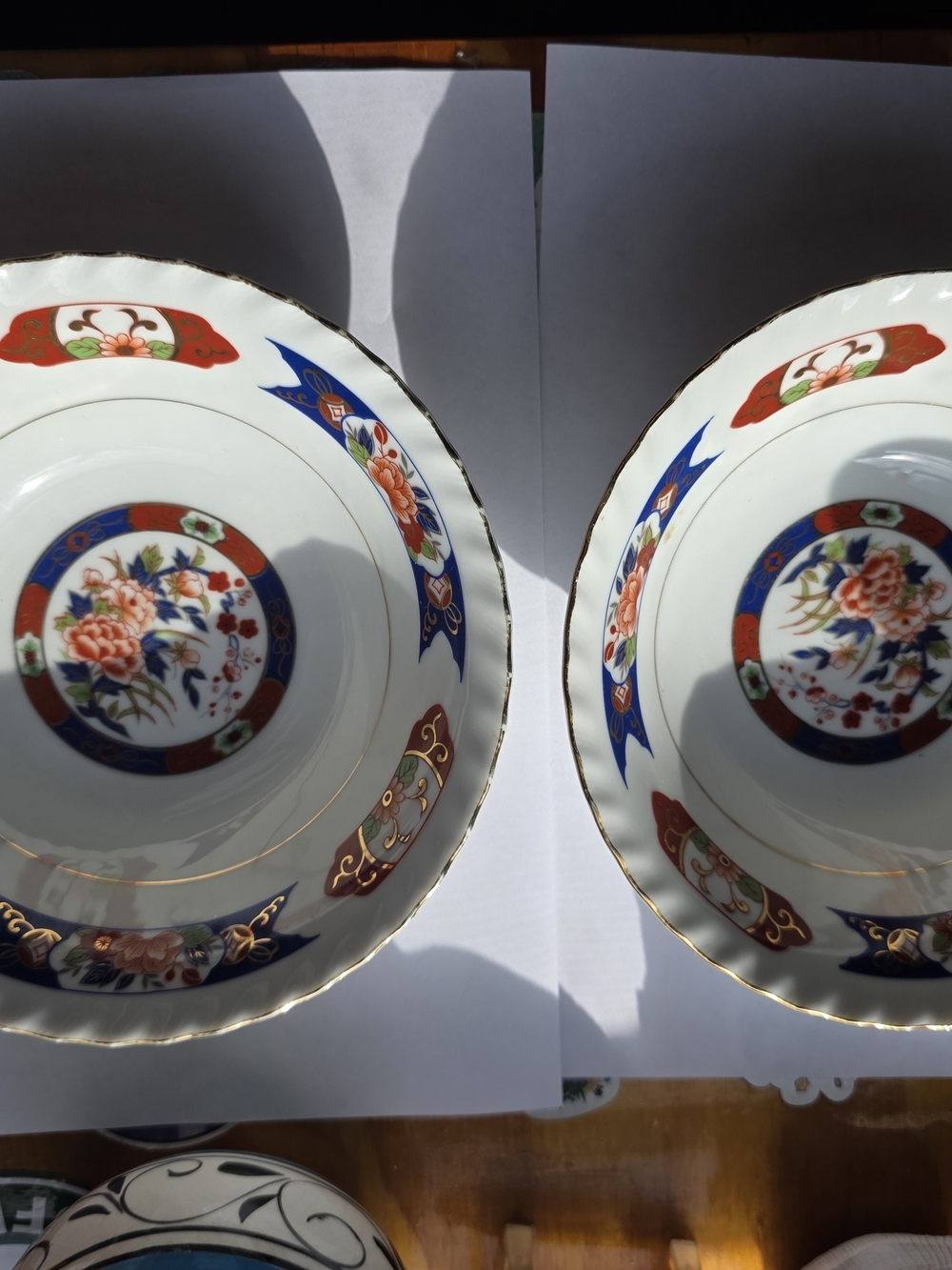 Vintage Tono China Imari Style 7" Scalloped Bowls - Made in Japan - Set of 2
